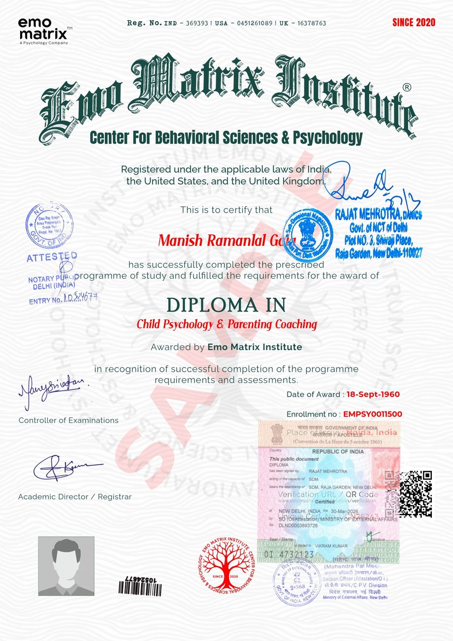 Attested certificate with apostille and statement of marks