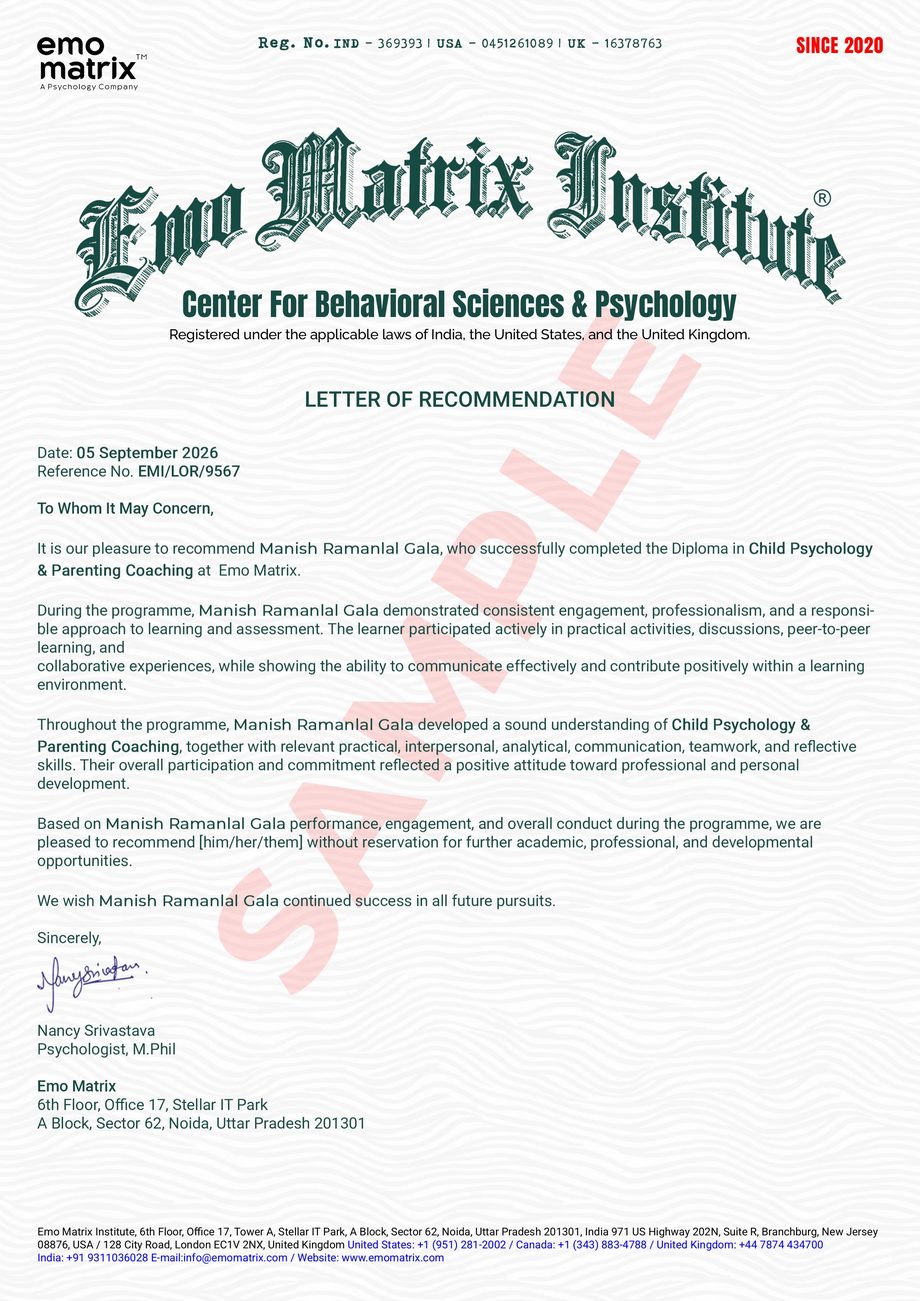 Sample letter of recommendation